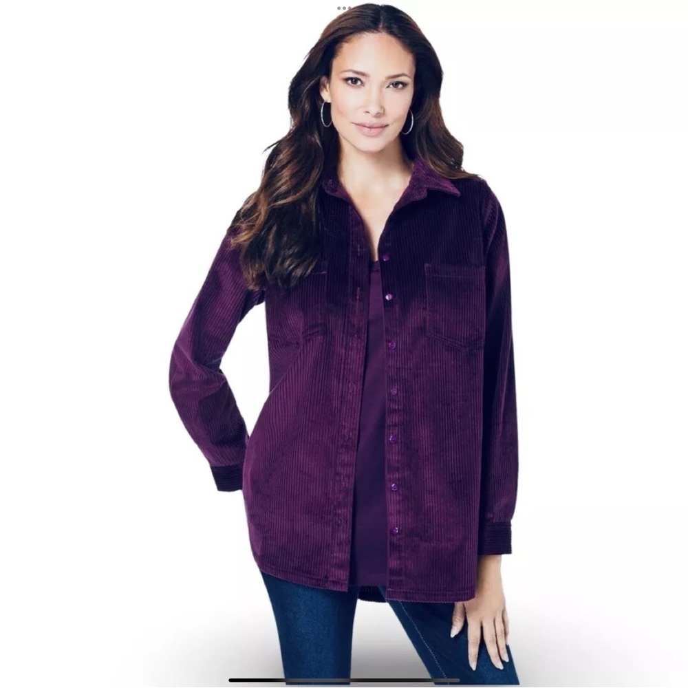 Roaman's Women's Soft Corduroy Big Shirt
